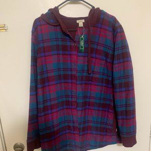 LL Bean Bean Flex All-Season Flannel Shirt, Lined Hoodie